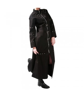 Women Gothic Long Coat Lacing on the Back Side Zipper and Studded Coat